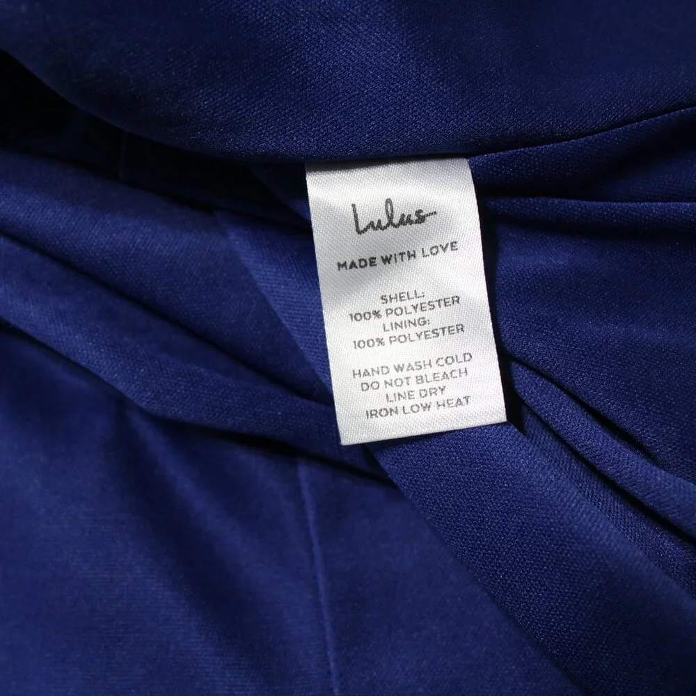 New Royal Blue Wrap Dress V-neck split sleeve flowy chiffon XS Lulus - Picture 8 of 9